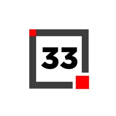 Kare ikonlu 33 numara. 33 nokta monogram.