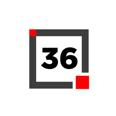 Kare ikonlu 36 numara. 36 nokta monogram.