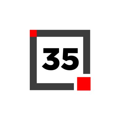 Kare ikonlu 35 numara. 35 nokta monogram.