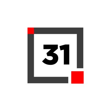 Kare ikonlu 31 numara. 31 nokta monogram.