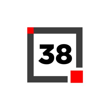 Kare ikonlu 38 numara. 38 nokta monogram.