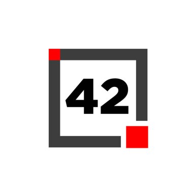 Kare ikonlu 42 numara. 42 nokta monogram.