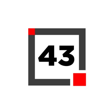 Kare ikonlu 43 numara. 43 nokta monogram.