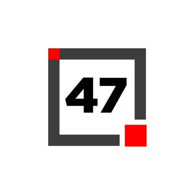 Kutu simgesi olan 47 numara. 47 tipografi monogramı.