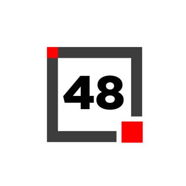 Kutu simgesi olan 48 numara. 48 tipografi monogramı.