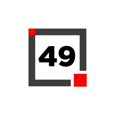 Kutu simgesi olan 49 numara. 49 tipografi monogramı.