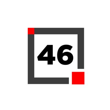 Kutu simgesi olan 46 numara. 46 tipografi monogramı.