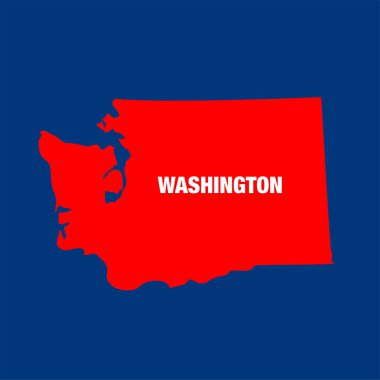 Washington eyalet haritası kırmızı renkte. Washington haritası.