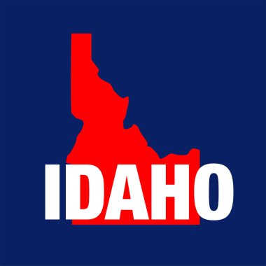 IDAHO durum haritası kırmızı renkte. IDAHO ABD haritası.