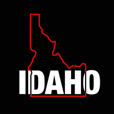 Siyah arkaplanda IDAHO durum haritası tipografisi.