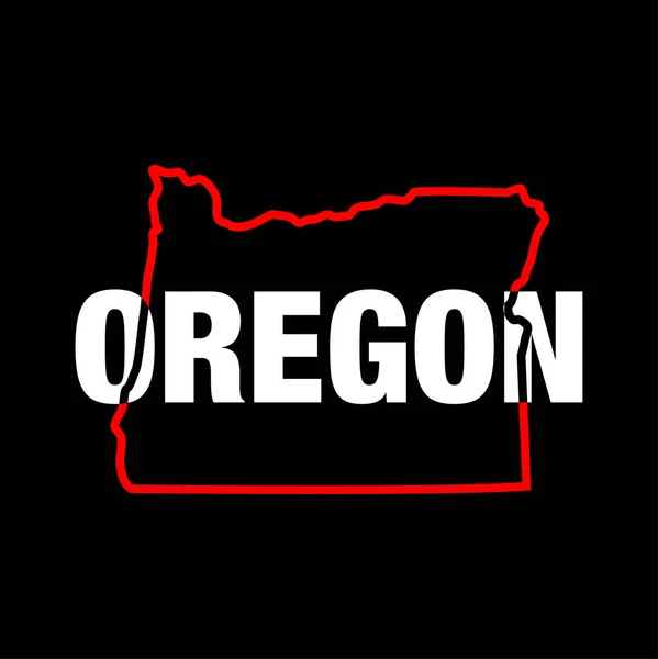 Oregon eyalet haritası siyah zemin üzerinde tipografi.