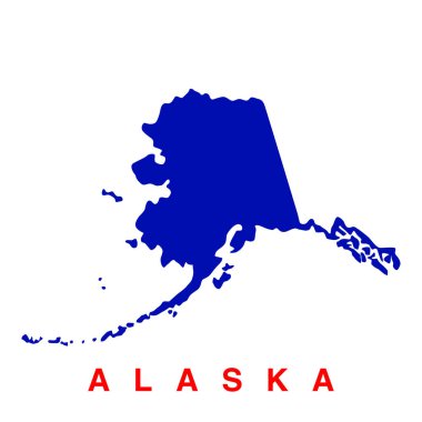 Alaska haritası tipografisi. alaska Haritası mavi renkte.