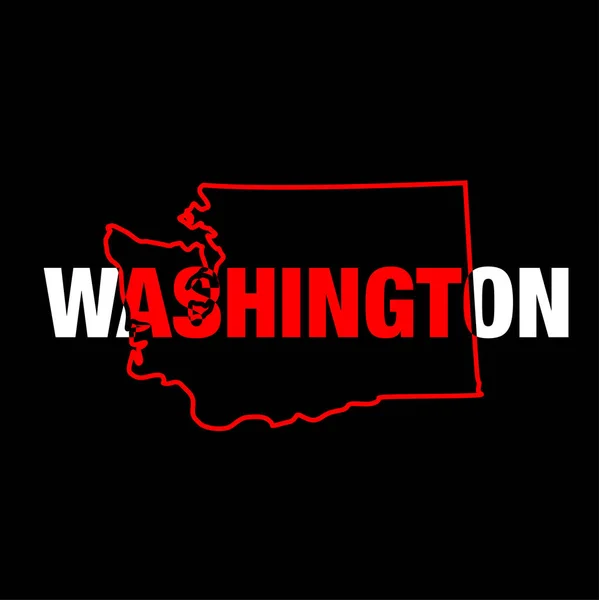 Siyah renk üzerine Washington harita tipografisi.