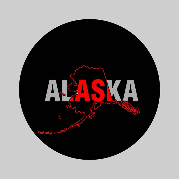 Tipografia Mapa Alasca Com Círculo Preto —  Vetores de Stock