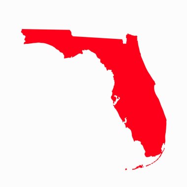 Beyaz zemin üzerinde kırmızı renk olan Florida vektör haritası.