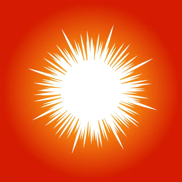 Turuncu Arka Plandaki Beyaz Güneş Güneşin Güçlü Işığı — Stok Vektör
