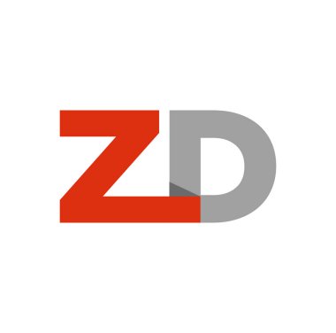 Kırmızı noktalı ZD marka vektör simgesi.