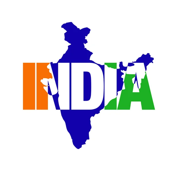 Indien Karte Typografie Indischer Flaggenfarbe — Stockvektor