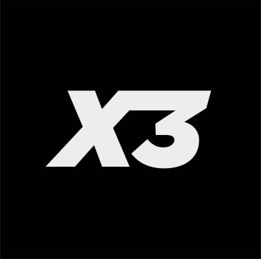 Gri renkli X3 tipografi vektörü simgesi.
