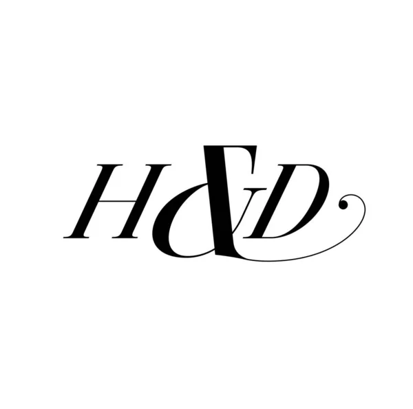書道スタイルにおけるHとDのタイポグラフィベクトルモノグラム — ストックベクタ