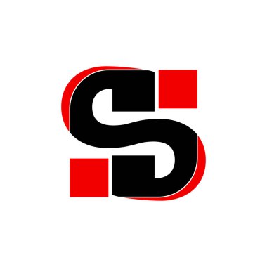 S markası ilk harf kırmızı noktalı vektör simgesi.