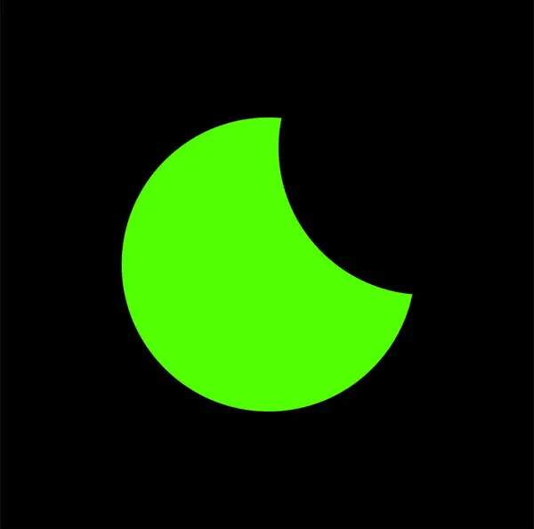Egy Zöld Vektor Hold Ikon Fekete Háttér — Stock Vector