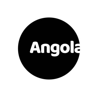 Angola ülke adı siyah yuvarlak harflerle yazılıyor.