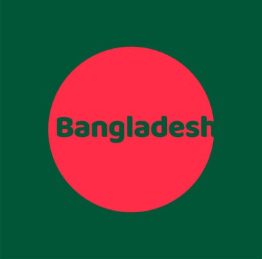 Ulusal bayrak renklerine sahip Bangladeş tipografisi.