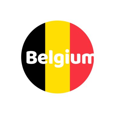 Ulusal bayrak renginde Belçika ülke ismi vektörü.