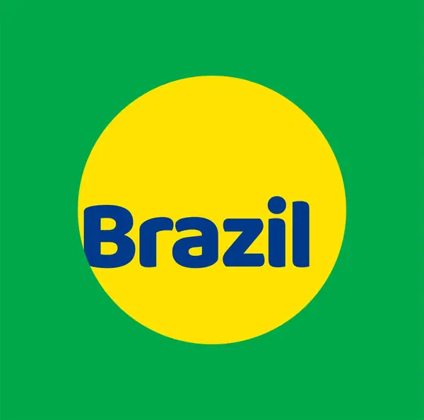 Typographie Brésil Avec Forme Ronde Couleur Drapeau — Image vectorielle