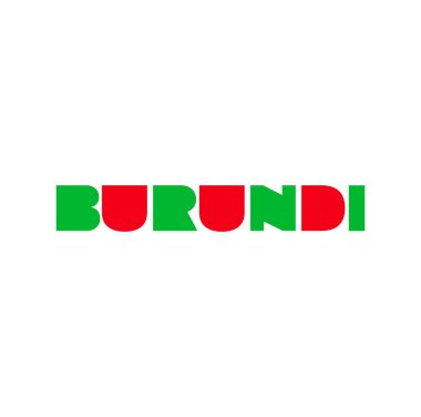 Bayrak rengi ile Burundi Ülke isim tipografi simgesi.