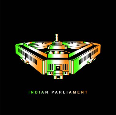 Hindistan Parlamentosu bir Hint bayrağı renk ikonu ile süslenmiştir..