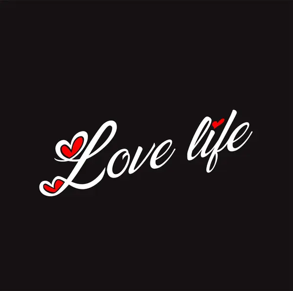 Vie Amoureuse Typographie Avec Des Icônes Coeur — Image vectorielle