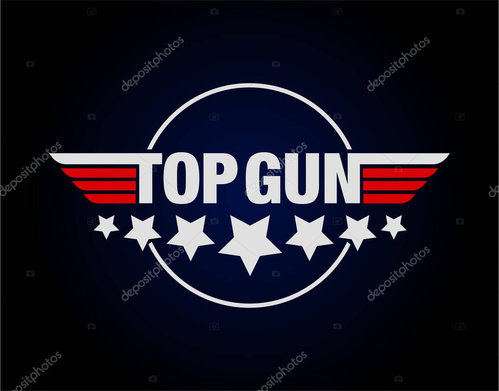 TOPGUN typography vector monogram. Top Gun monogram with seven stars.