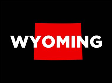 Devlet harita simgesiyle Wyoming ABD devlet haritası tipografisi.