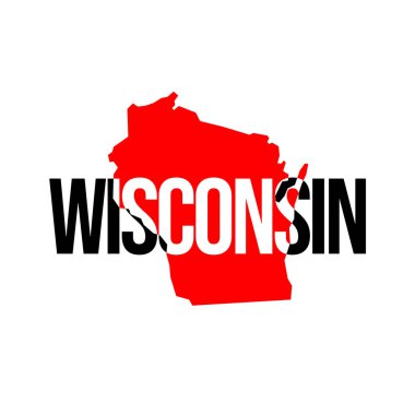 Wisconsin ABD harita tipografi illüstrasyonu.