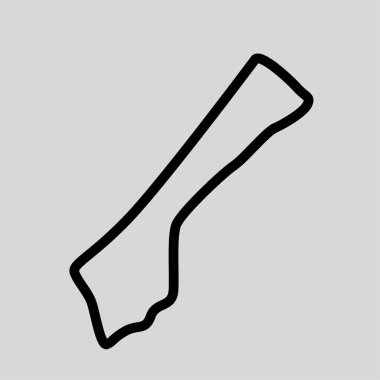 Beyaz arkaplan üzerinde çizgi vektör illüstrasyon haritası olan Gazze şeridi.