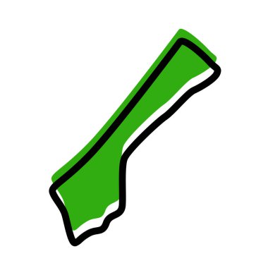 Beyaz arkaplanda Gazze Strip vektör illüstrasyon haritası.