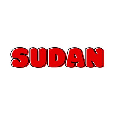 Sudan ülke adı tipografisi mavi renkte.