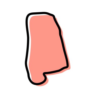 Alabama haritası vektör çizimi. ABD devlet haritası.