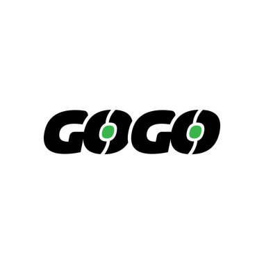 GOGO marka ilk harfleri yeşil noktalı monogram.