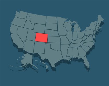 Colorado eyalet haritası vektörü. Amerika Birleşik Devletleri haritası.