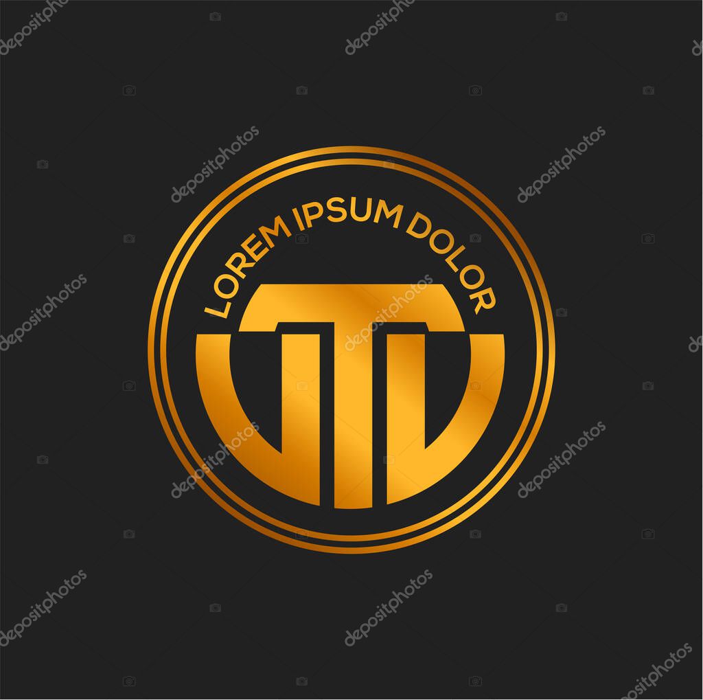 VTV brand name initial letters golden icon