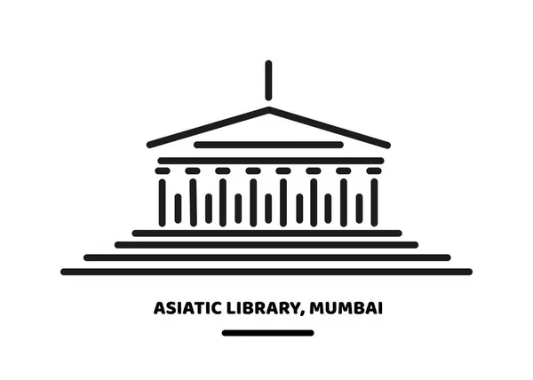 stock vector Asiatic Library Mumbai vector line illustration icon.