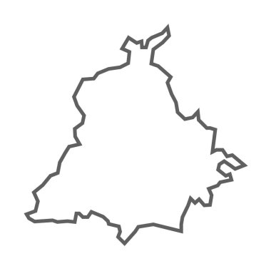 Hindistan 'ın Punjab eyaletinin gri çizgi haritası..