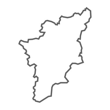 Hindistan 'ın Tamil Nadu eyaletinin gri çizgi haritası..