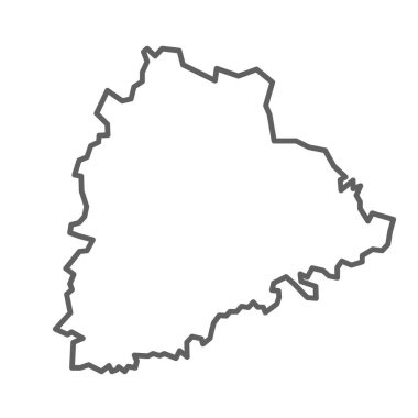 Hindistan 'ın Telangana eyaletinin gri çizgi haritası..