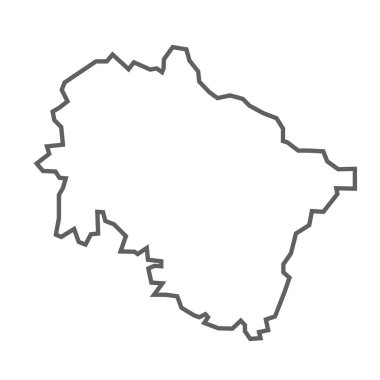Hindistan 'ın Uttarakhand eyaletinin gri çizgi haritası..