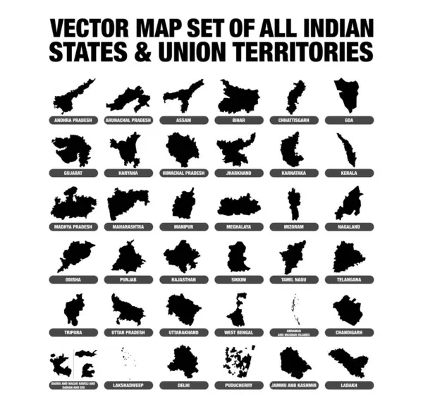 Bir dizi Hint Eyaleti ve Birlik Bölgesi vektör haritası