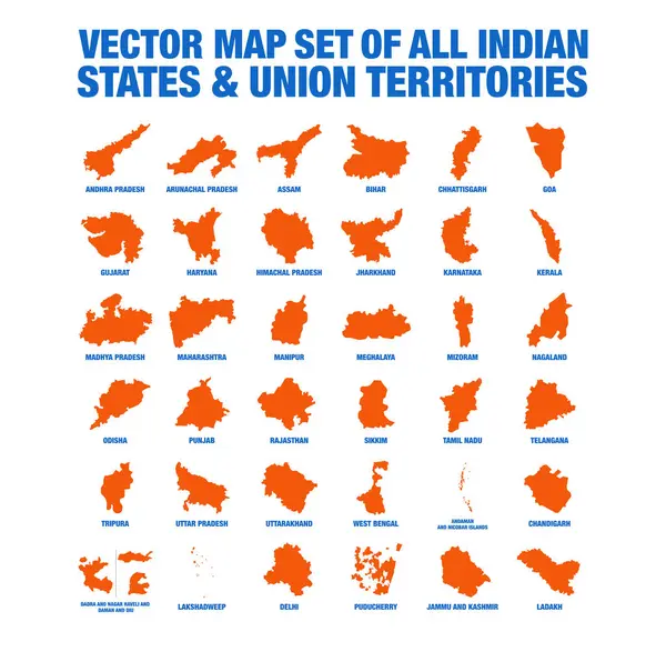 Bir dizi Hint Eyaleti ve Birlik Bölgesi haritası